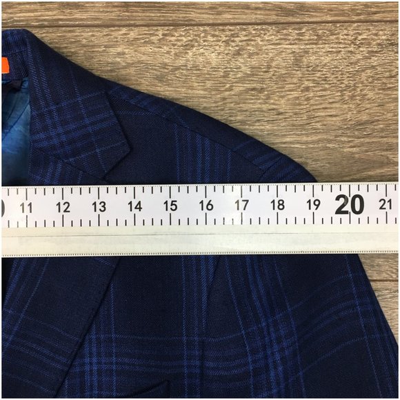 TALLIA Mens Blazer Sport Coat Two Button Casual‎ Jacket Size 38L Linen Blue Suit - Picture 10 of 13